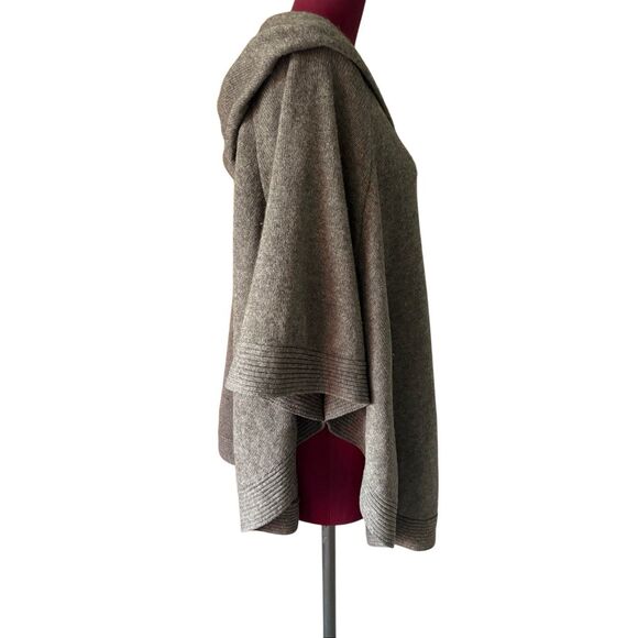 Eileen Fisher Hooded Full Zip Poncho size M Wool Yak Gray - Picture 10 of 10